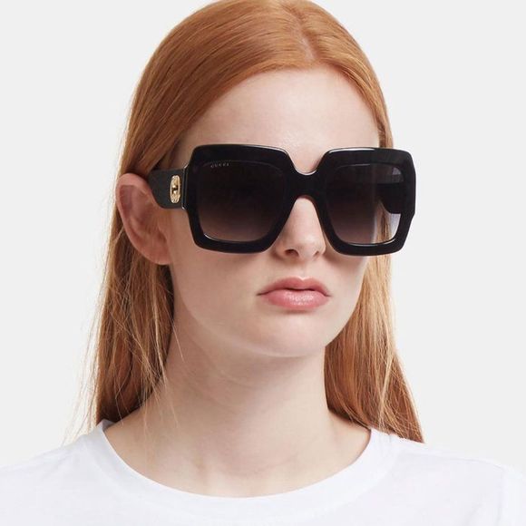 Gucci GG0053SN 001 Sunglasses Black Oversized Square Black Gray Unisex main image 7